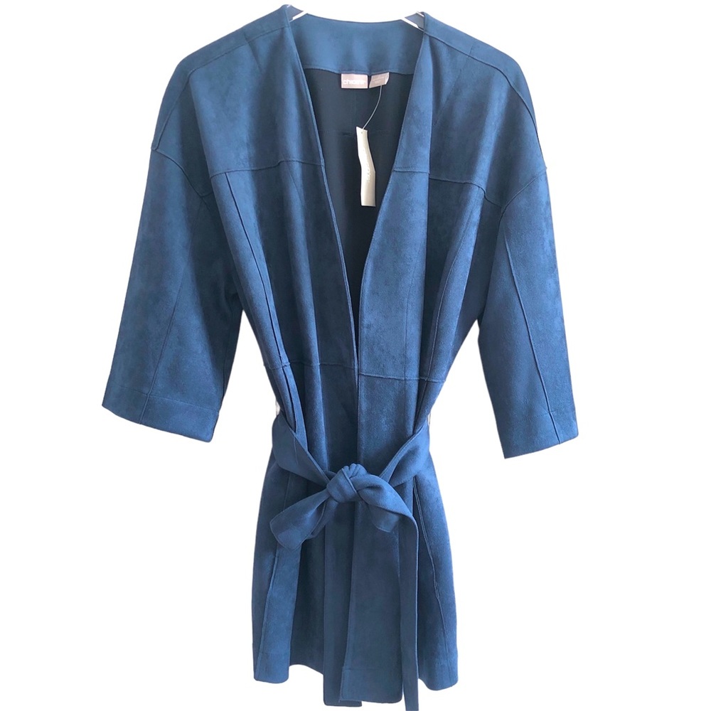 NWT Chico's Women's Faux Suede Belted Kimono Wrap Jacket Coat  - Size 12/14